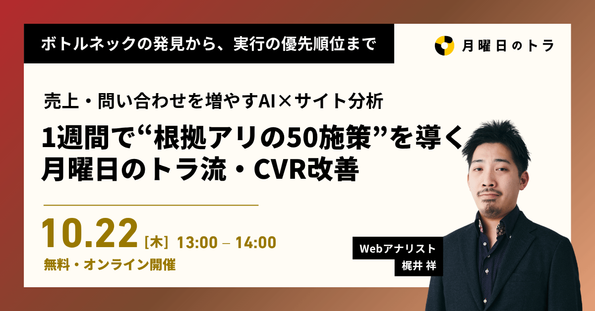 1週間で“根拠アリの50施策”を導く月曜日のトラ流・CVR改善