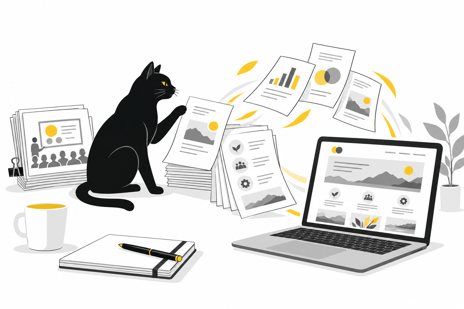 セミナー資料や提案資料を再利用し、サイトのコンテンツを作る黒猫